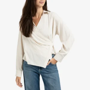 Getailleerde overslagblouse met lange mouwen
