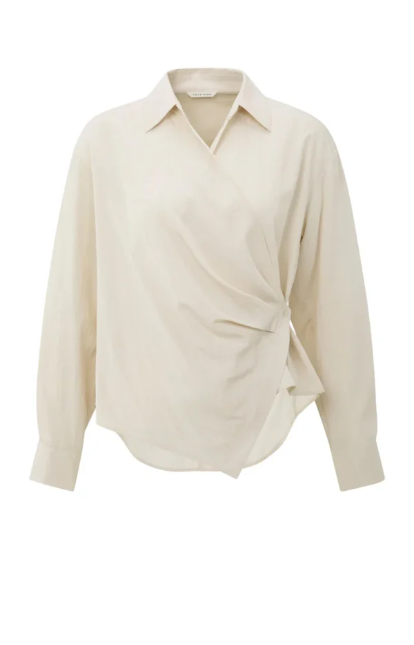 Getailleerde overslagblouse met lange mouwen - Afbeelding 4