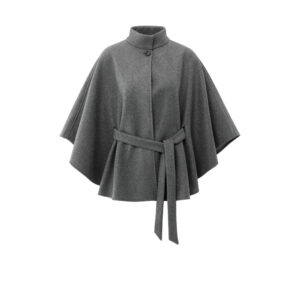 Soft woven poncho with collar and belt