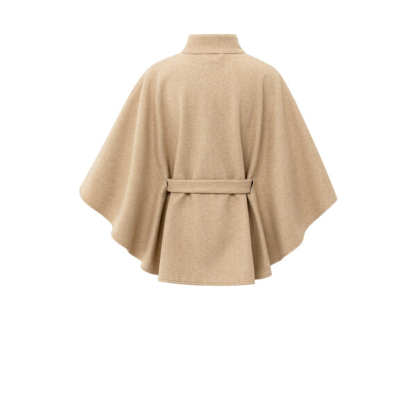 Soft woven poncho with collar and belt - Afbeelding 2