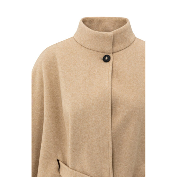 Soft woven poncho with collar and belt - Afbeelding 3