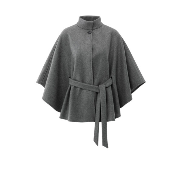 Soft woven poncho with collar and belt