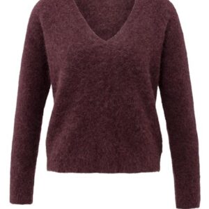 YAYA Zachte trui met V-hals Bordeaux rood €109.95